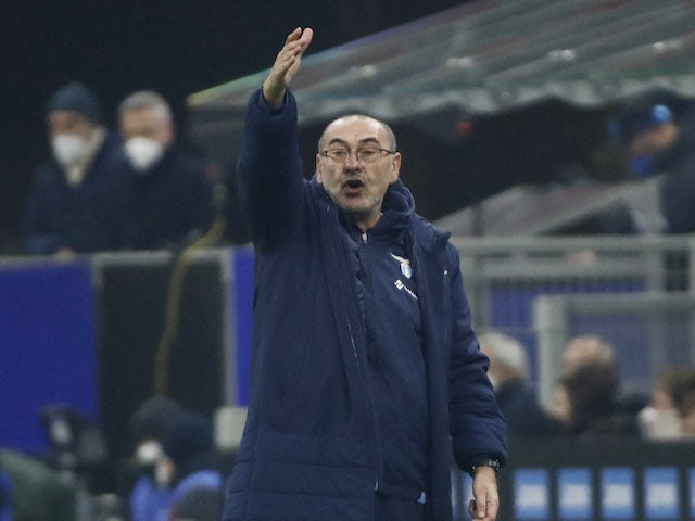 O técnico da Lazio, Maurizio Sarri, durante a partida de 9 de janeiro de 2022