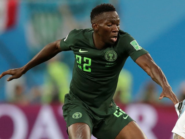 Kenneth Omeruo beraksi untuk Nigeria di Piala Dunia pada 26 Juni 2018