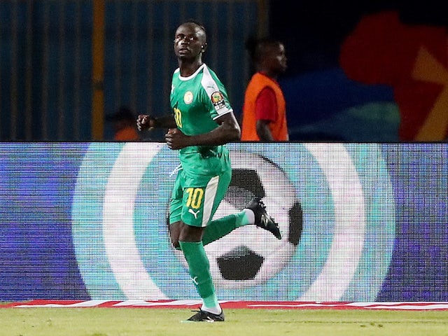 Sadio Mane dari Senegal merayakan gol ketiganya ke gawang Kenya pada 1 Juli 2019