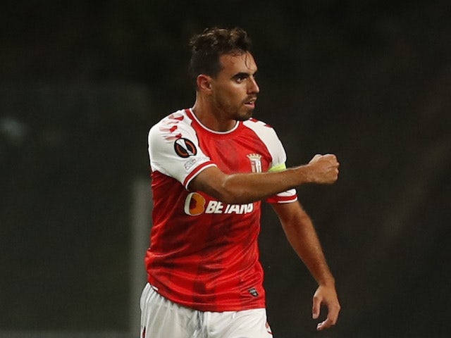 Ricardo Horta, dari Braga, merayakan gol kedua pada 30 September 2021